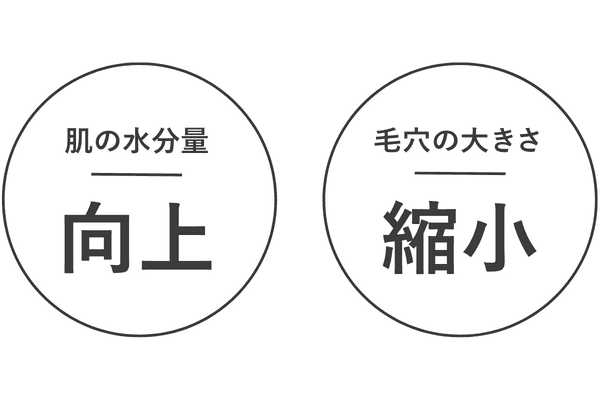 肌の水分量向上,毛穴の大きさ縮小